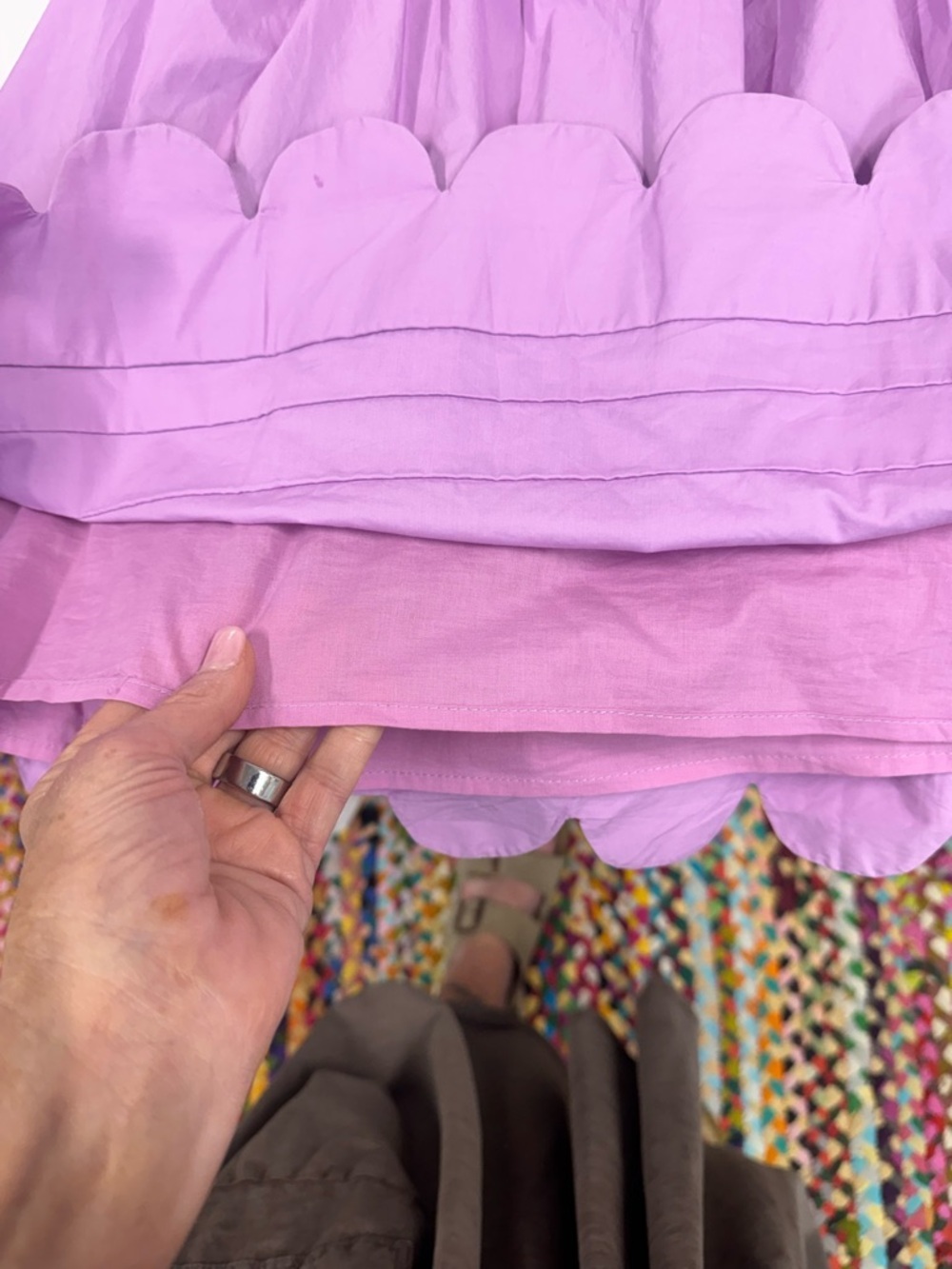 English Factory Lilac Scallop-Hem Puff Sleeve Mini Dress - Picture 10 of 16